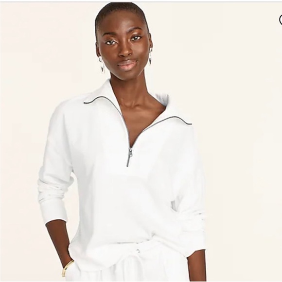 J. Crew Tops - J.Crew Magic Rinse™ half-zip sweatshirt White Small